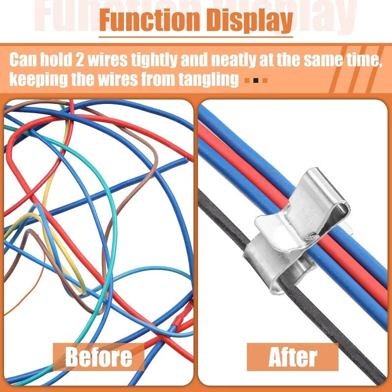 100/10Pcs Double-Wire Clip Stainless Steel Photovoltaic Wire Solar Panel Cable Clips Installation Fixing Clamp Wire Fastener PRIME RJ SOLAR PH