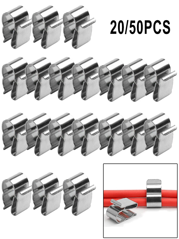 50/20Pcs 304 Stainless Steel Solar PV Cable Clips Clamp For PV Solar Cable Wire Installation Photovoltaic General High-Quality PRIME RJ SOLAR PH