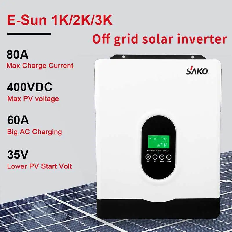 SAKO Hybrid Solar Inverter Pure Sine Wave Controller 1KW 2KW 3KW 4KW 6KW 10KW 80A 120A PV 400V DC On / Off Grid Tie Inverter