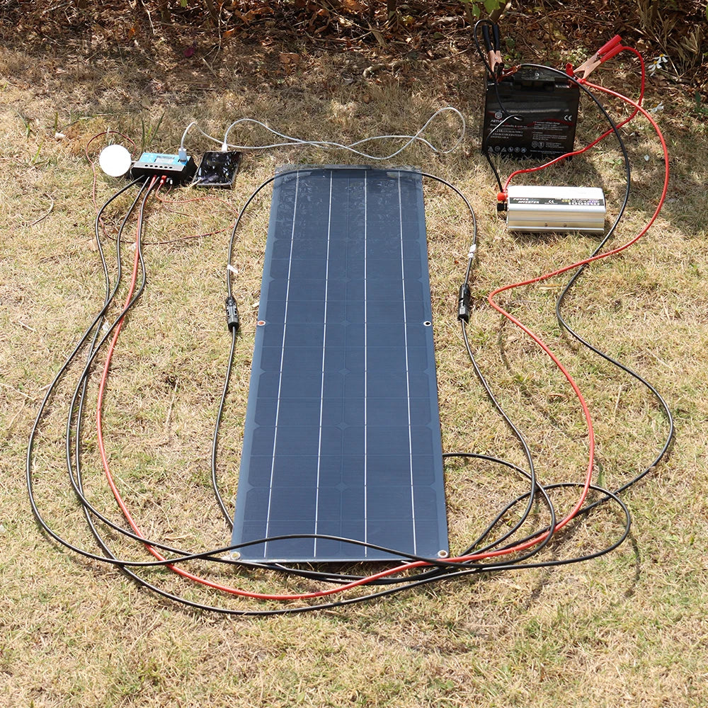WUZECK Flexible Solar Panel kit 50 Watt  PV Module 100 Watt 12V 24V Solar cable Cell home outdoor Car Boat Battery camping trip PRIME RJ SOLAR PH
