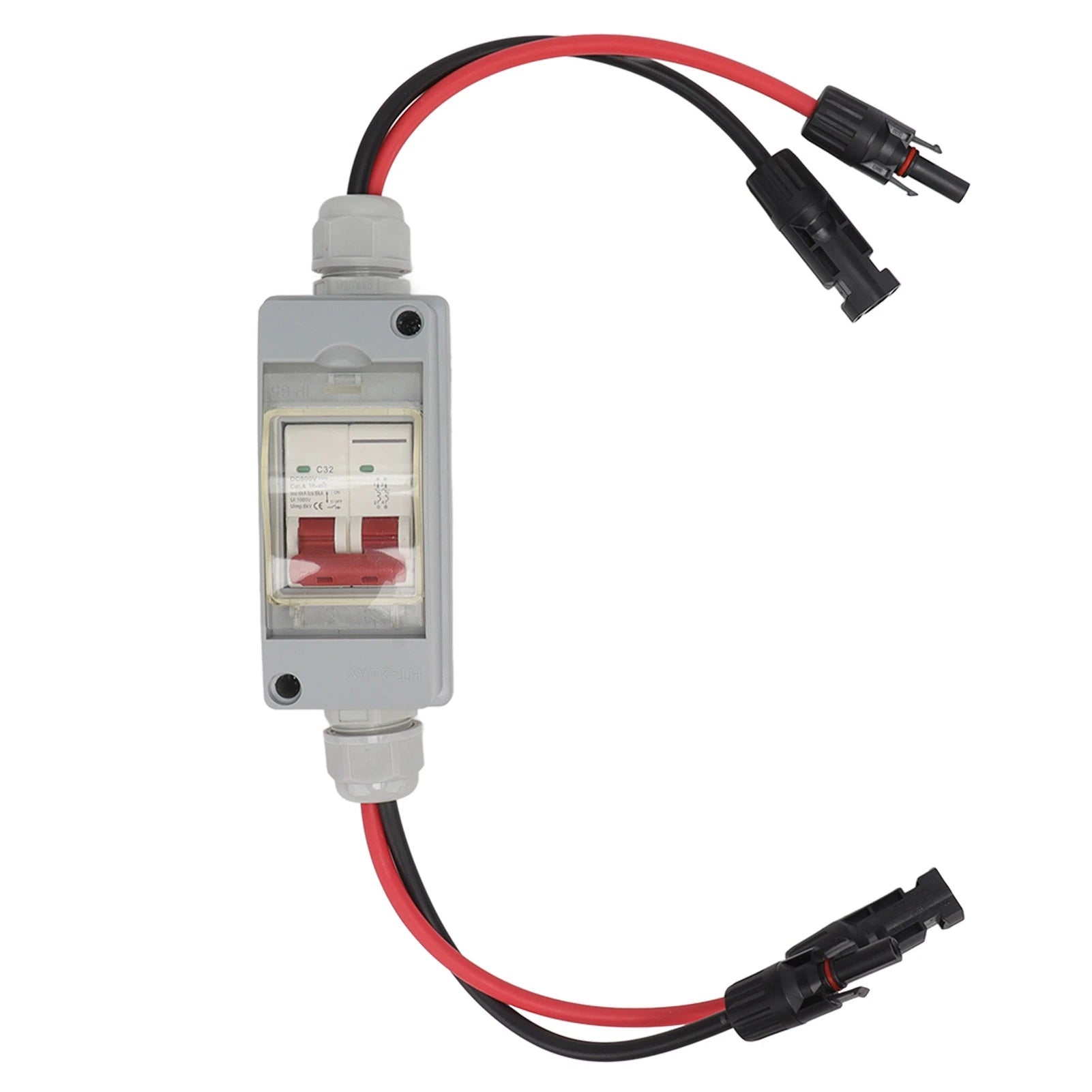 Circuit Breaker Switch Protector MCB 2P DC 500V 32A Disconnect Switch with IP65 Waterproof Distribution Box with Connector