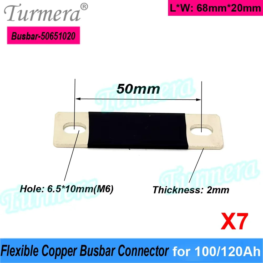 Turmera 12V Busbar Lifepo4 Battery Copper Connecter 50mm 56mm 72mm 80mm 2mm 300A Use in 100Ah 230Ah 280Ah 320Ah Lifepo4 Battery