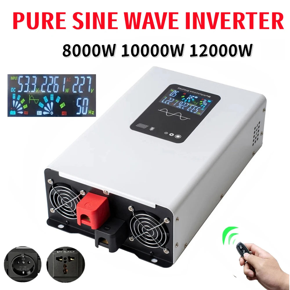 Pure Sine Wave Inverter 8000W 10000W 12000W DC 12V 24V 48V 60V 72V to AC 110V 220V Converter RV Vehicle Solar Inverter CE