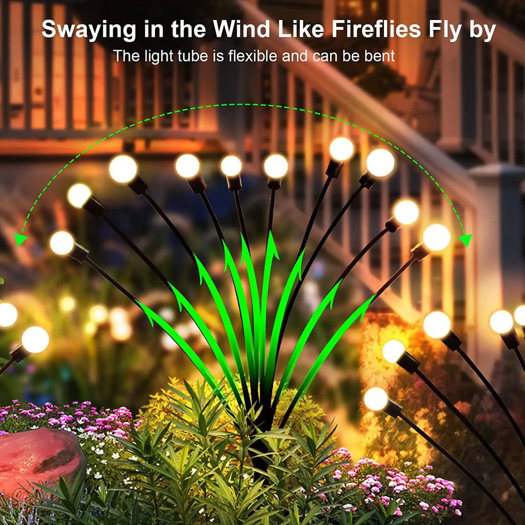 10-Pack Solar Garden Lights 100 LED Firefly Waterproof Solar Powered High Flexibility Swaying Landscape Lawn Light CQC EMC GS RoHS