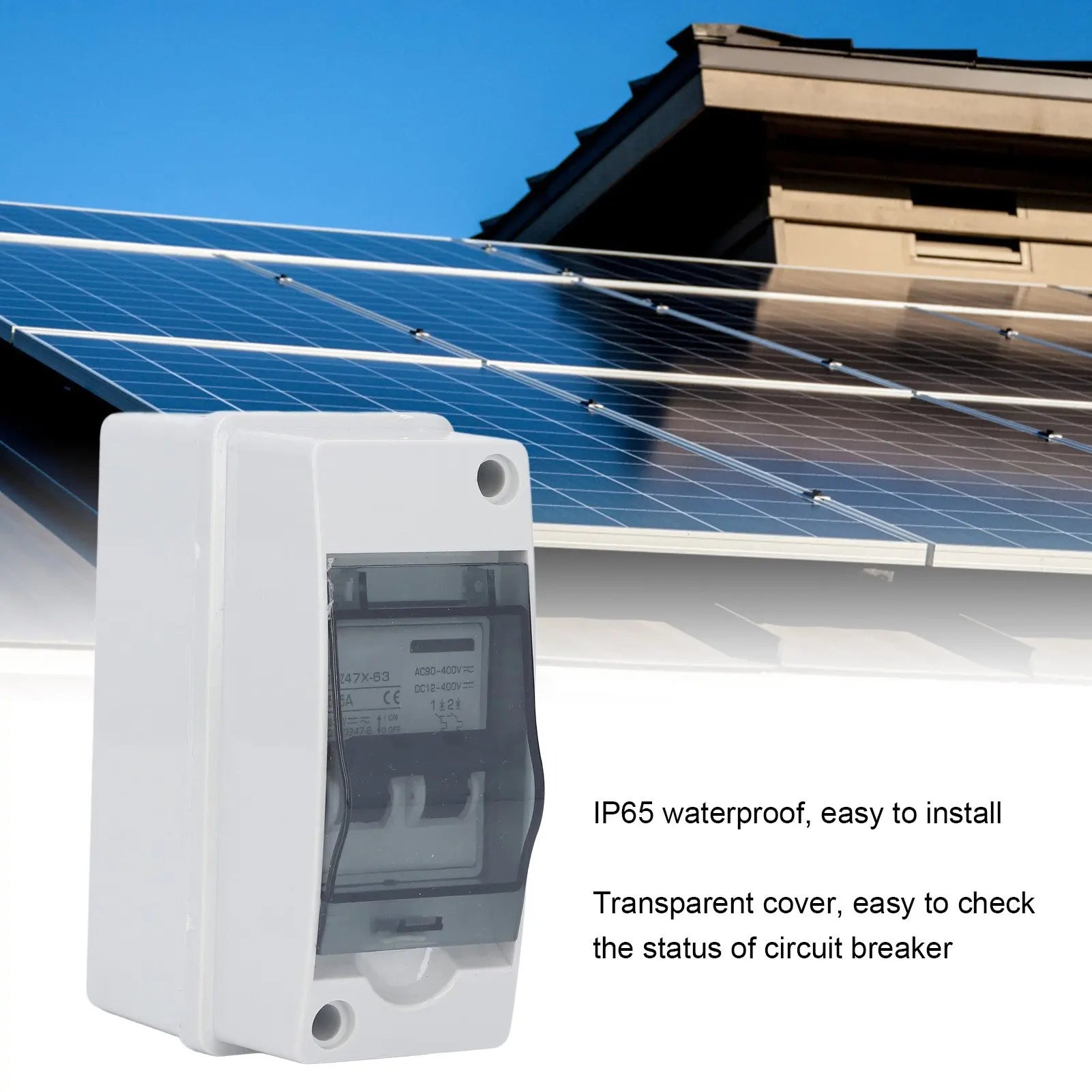 DC Miniature Circuit Breaker 2P 25A DC12V‑400V AC90‑400V Disconnecting Switch IP65 Waterproof for Solar PV System