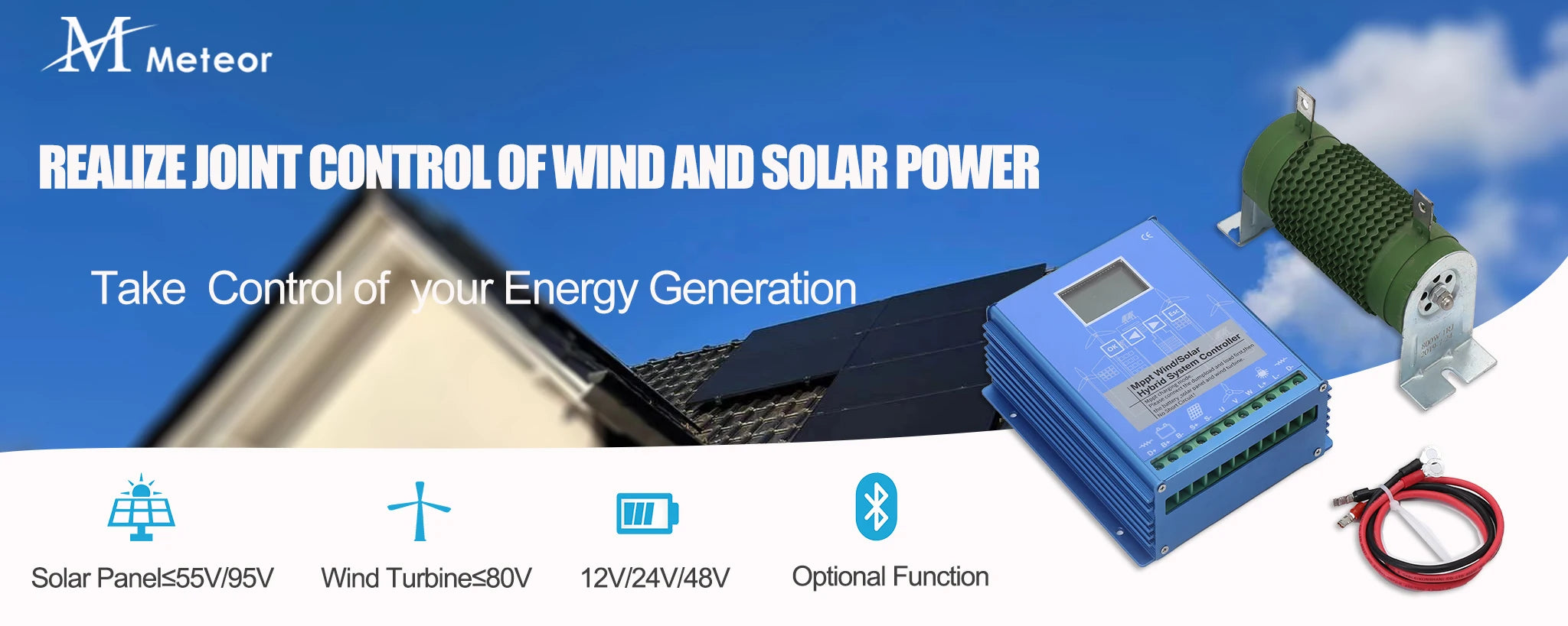 HECRO 10kW Wind 4kW Solar MPPT Wind Solar Hybrid Charge Controller 12V 24V 48V Auto Dump Load Resistor CE