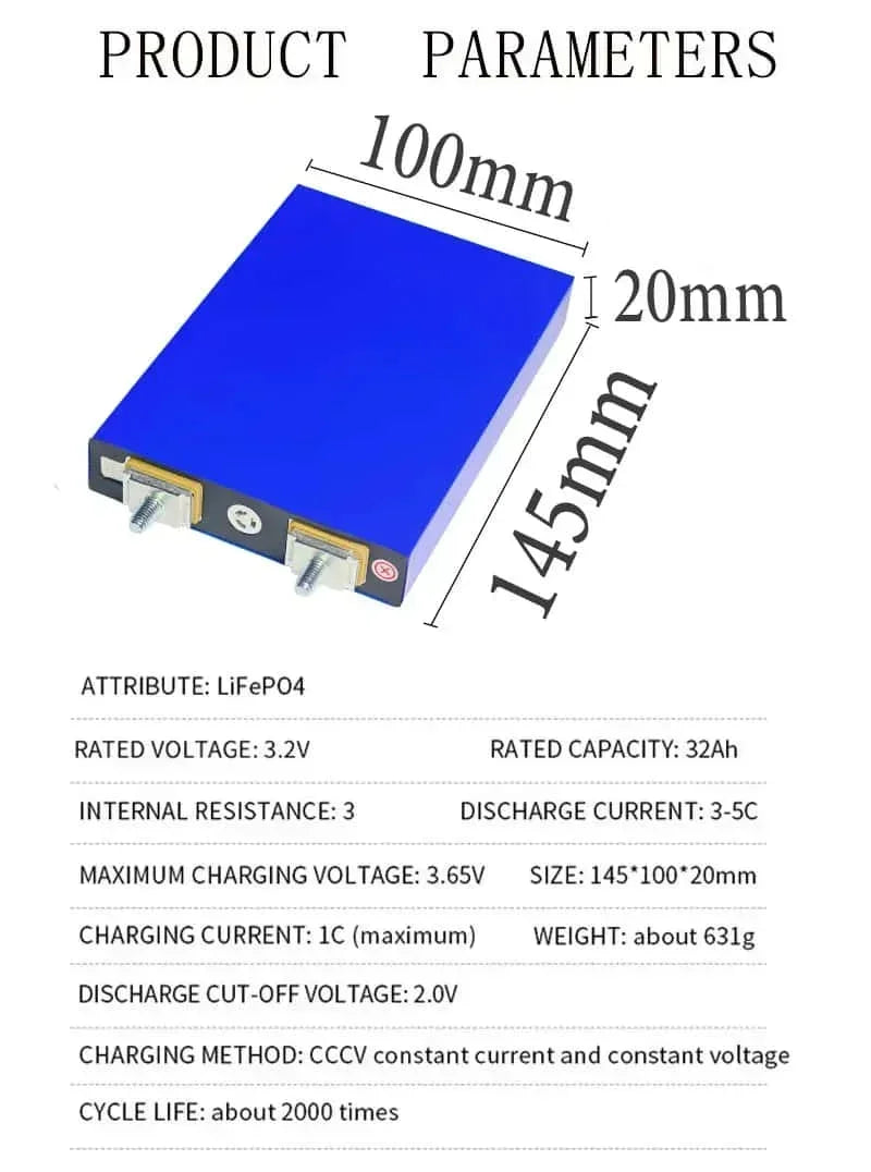 4PCS 3.2V LiFePO4 Battery Set High-Grade 100Ah 105Ah 20Ah 30Ah 50Ah 32Ah for DIY Motorcycle Car Motor Modification 12.8V RV EV