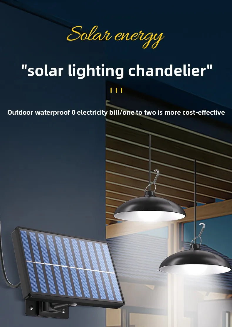 Solar lamp split type solar one tray two super bright pendant light indoor and outdoor remote control light light control waterp