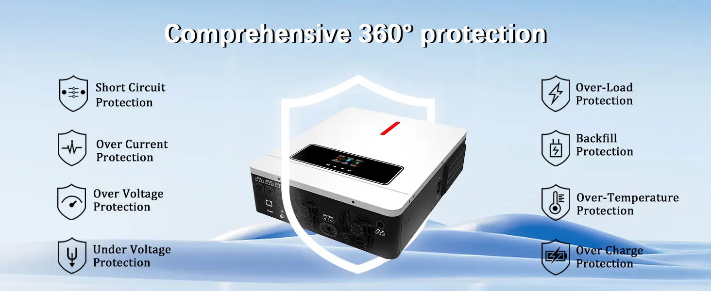 Y&H 4.2KW Hybrid Solar Inverter 24V 220V On/Off Grid Inverter Pure Sine Wave Inverter MPPT 120A Solar Charge Controller BMS WiFi