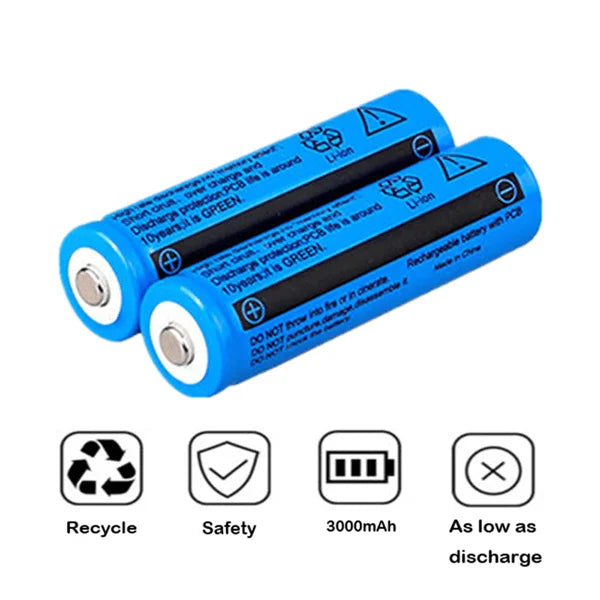 50pcs 3.7V 18650 Li-ion Rechargeable Batteries Model D0100X38W68 for Torch Headlight LiCoO2 Toys