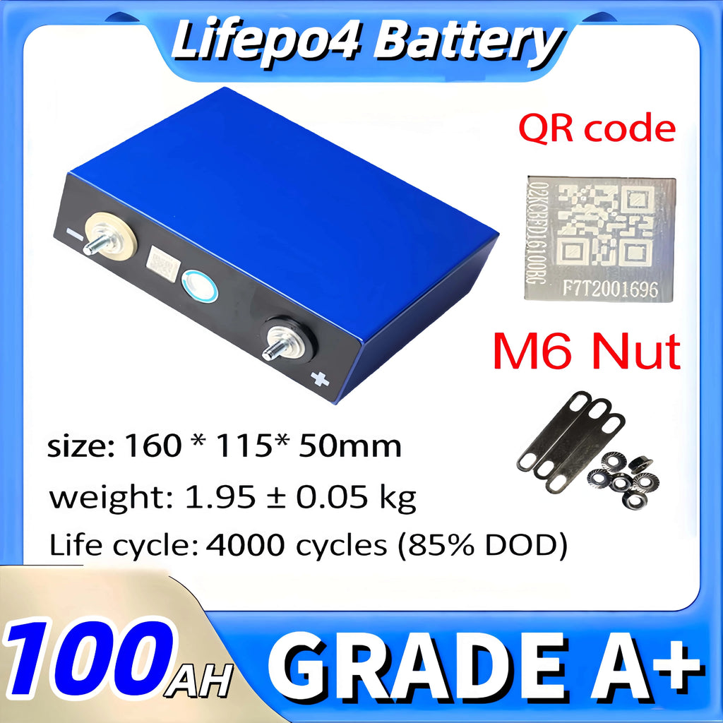 New 3.2V 100AH Lifepo4 Battery 3C Grade A 6000 Cycle DIY 12V 24V 48V RV Marine Solar Energy storage Rechargeable Battery No tax