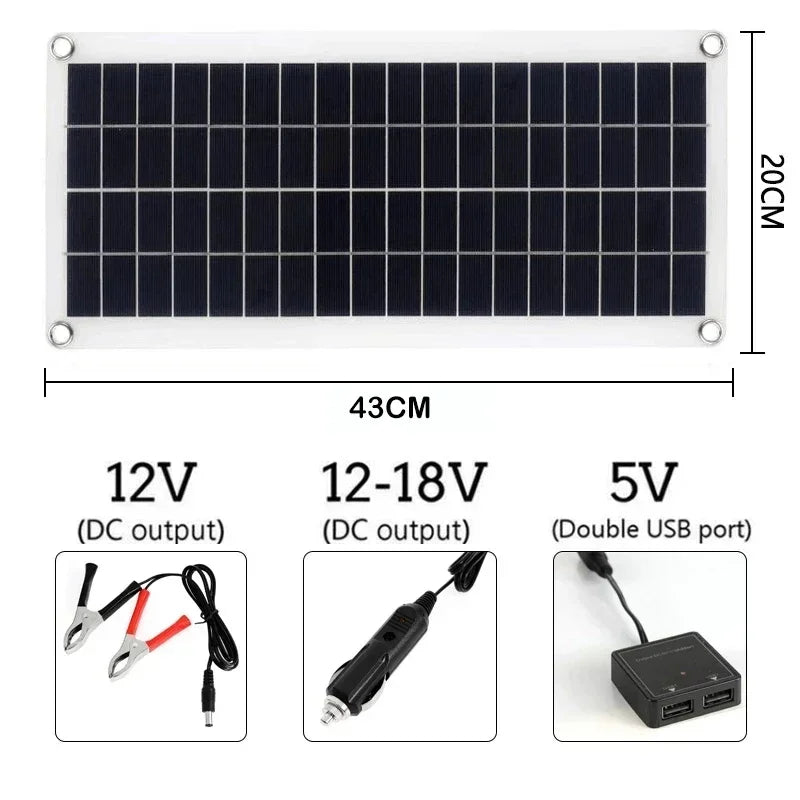 LUXUGLOW 20W-1000W Solar Panel 12V 100A Controller Phone RV Car MP3 PAD Outdoor Battery Camping Charger