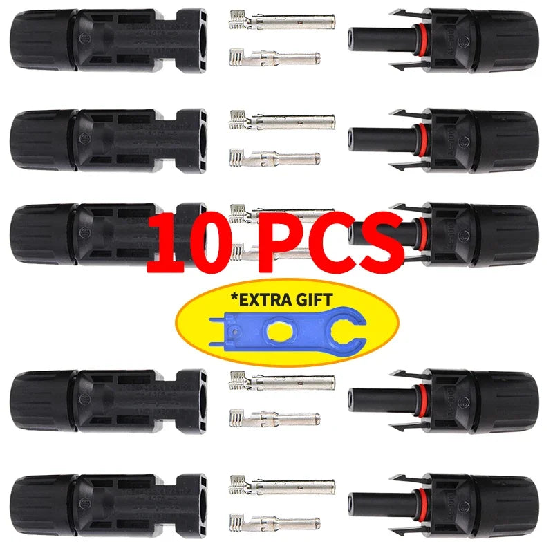 Free Shipping 400/200/100/10 Pcs Solar Connector PV Plug 1000V DC 30A  Connectors Kit for Photovoltaic PV/MC Cable 2.5/4/6mm² PRIME RJ SOLAR PH
