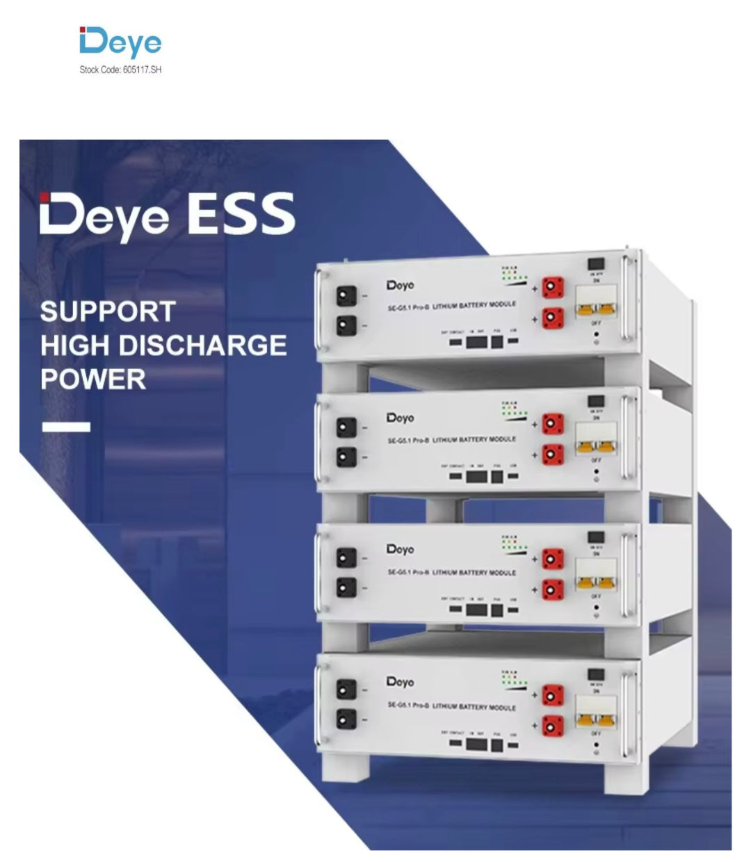 DEYE SE-G5.1 Pro-B 51.2V LiFePO4 Battery Pack 10kWh 20kWh 500AH High Voltage Solar Energy Storage System in Stock